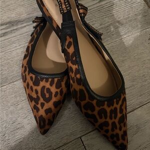 a new day Leopard Print Pointed Slingback Flats - Brown & Black